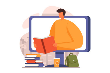 distant learning web concept in flat design vector image