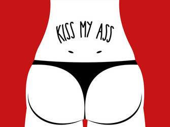 Kiss my ass girl in swimsuit back women vector