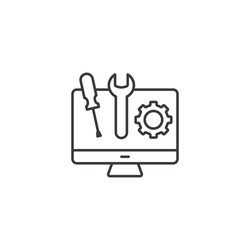 line computer technical support icon on white vector image