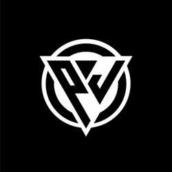 pj logo with negative space triangle shape vector image