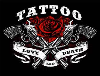 Revolver Roses & Ribbon Vector Image