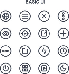 set 16 basic ui concept line icons 64x64 thin vector image