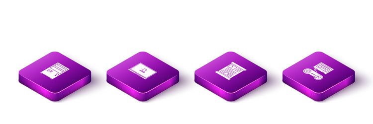 set isometric computer laptop game guide vector image