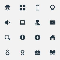 set of simple interface icons elements grid vector image