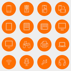 set of thin line multimedia and devices icons vector image