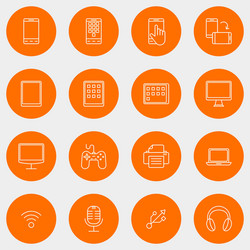 set of thin line multimedia and devices icons vector