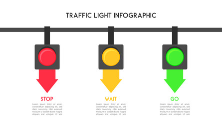 traffic light infographic with stop wait and go vector image