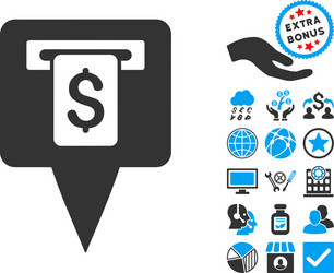 cash machine map pointer flat icon vector image