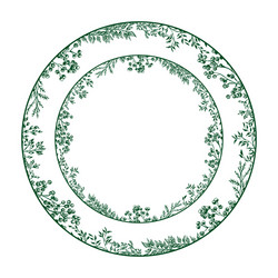 Plants pattern circular design for plates with lea vector