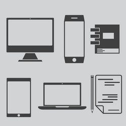 flat design office elements and computer tablet vector image