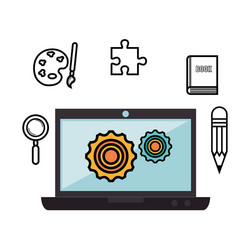 Laptop and objects design vector