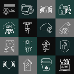 set line computer api interface shield security vector image