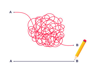 complex and easy simple way from point a to b vector image