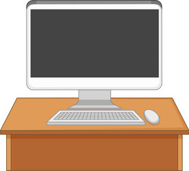 Computer on table isolated white background vector