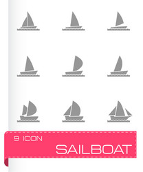 Black sailboat icons set Royalty Free Vector Image