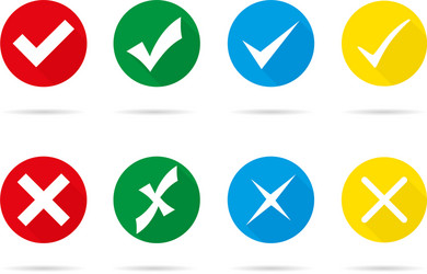 Set of different check marks and crosses vector