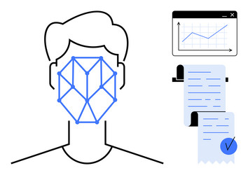 facial recognition technology and data analysis vector image