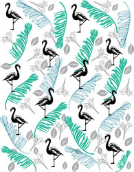 flamingo pattern with coco leaf vector