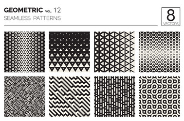 minimal geometric seamless patterns set vector image