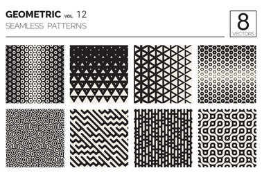 Minimal geometric seamless patterns set vector