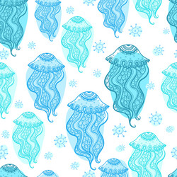 Seamless pattern with jellyfish vector