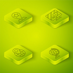 set isometric monitor with location marker vector image