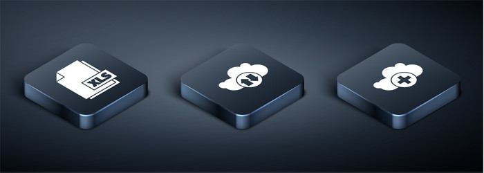 set isometric xls file document add cloud vector image