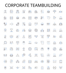 corporate teambuilding outline icons collection vector