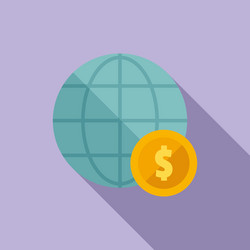 Global invest icon flat financial money vector