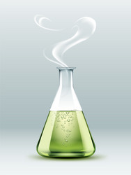 steaming laboratory flask vector