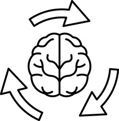 brain with two different halves and arrows vector image