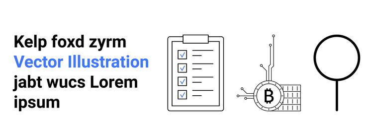 digital bitcoin circuit with clipboard checklist vector image