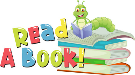 font design for word read a book with bookworm vector image
