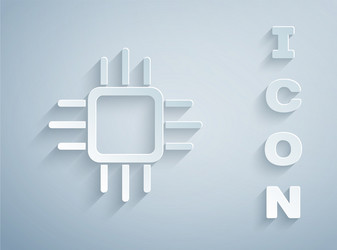 paper cut computer processor with microcircuits vector image