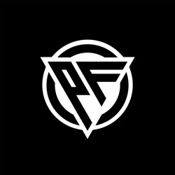 pf logo with negative space triangle shape vector image