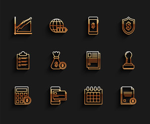 set line calculator with dollar symbol mobile vector image