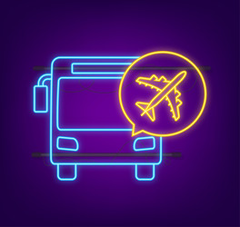 transport from and to airport neon icon vector