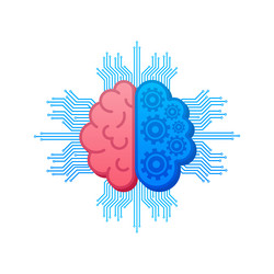 Digital brain in 3d style on light background big vector