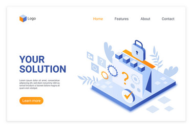 Isometric Solution Landing Page vector image