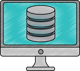 monitor computer with data disk vector image