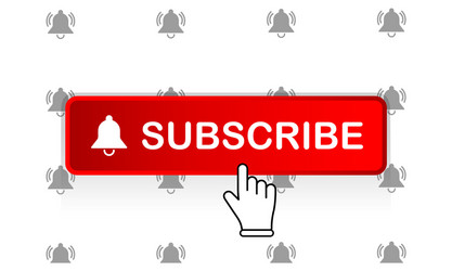 red subscribe button with mouse pointer vector image