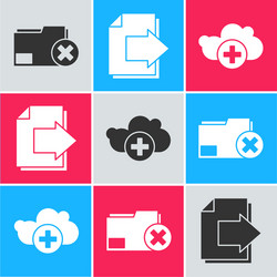 set delete folder next page arrow and add cloud vector image