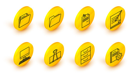 set line document settings with gears drawer vector image