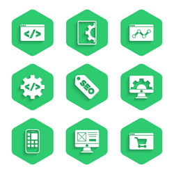 set seo optimization ui or ux design online vector image
