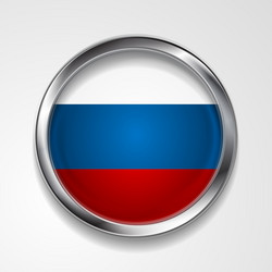 button with stylish metallic frame russian flag vector