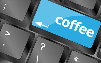 computer keyboard keys with coffee break button vector