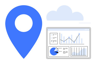 location pin and analytics dashboard with cloud vector image