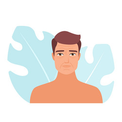 man with wrinkles and aging skin vector image