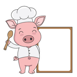 pig cook with blank frame for text vector