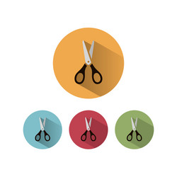 scissors icon with shadow on colored circles vector image